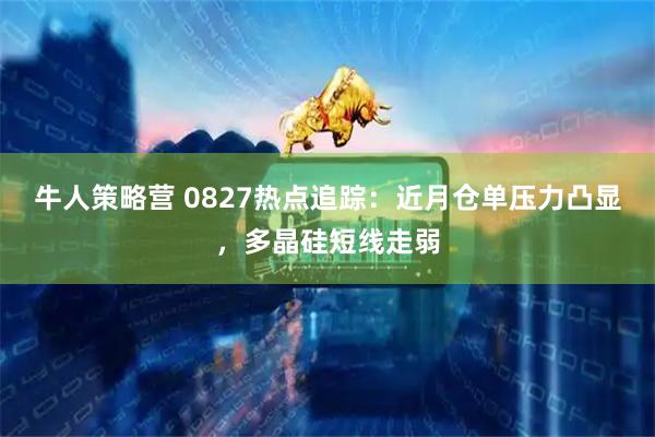 牛人策略营 0827热点追踪：近月仓单压力凸显，多晶硅短线走弱