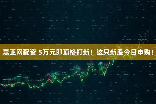 嘉正网配资 5万元即顶格打新！这只新股今日申购！