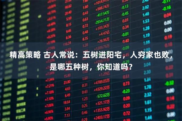 精高策略 古人常说：五树进阳宅，人穷家也败，是哪五种树，你知道吗？